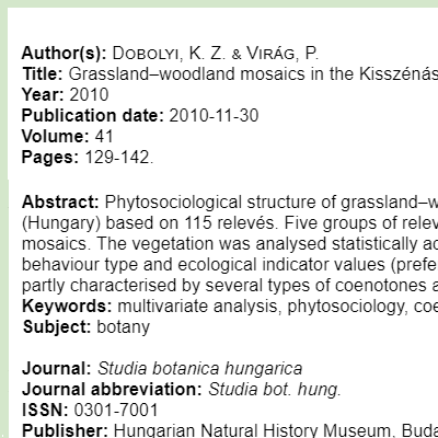 Grassland-woodland mosaics in the Kisszénás