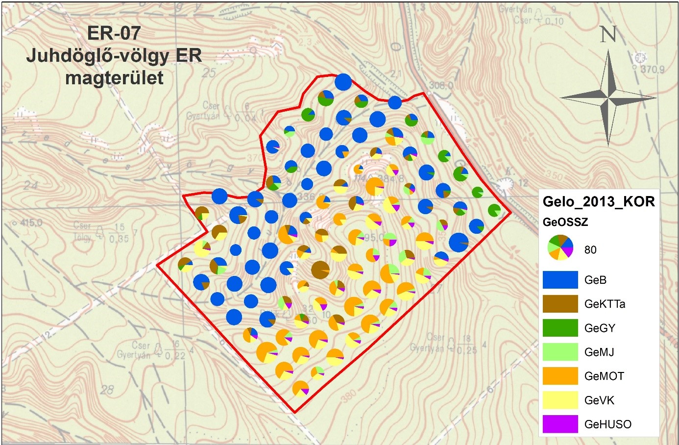 Juhdöglő-völgy - elegyarányok mintázata, 2013